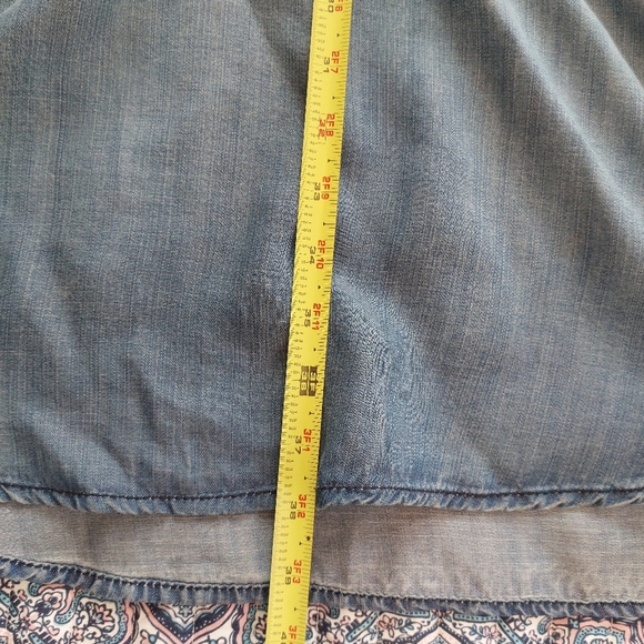 Andrea Jovine Denim jean Blue Shirt Midi Dress Roll Tab Sleeve Chambray Size M - Picture 7 of 7
